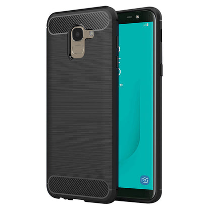 Hülle für Samsung Galaxy J6 J600, Techsuit, Carbon, Schwarz