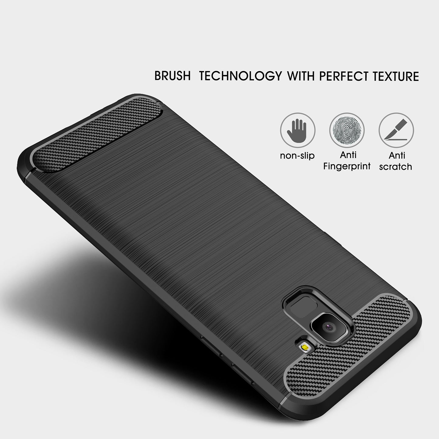 Hülle für Samsung Galaxy J6 J600, Techsuit, Carbon, Schwarz