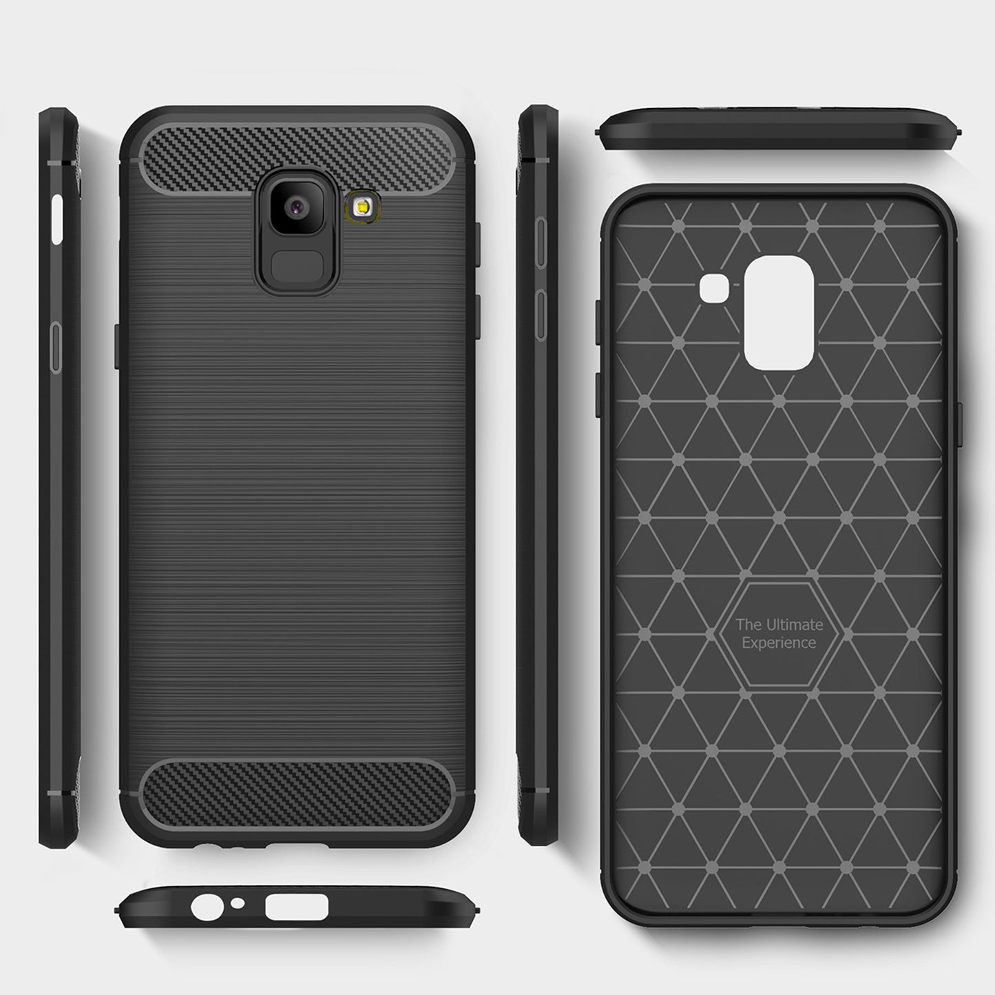 Hülle für Samsung Galaxy J6 J600, Techsuit, Carbon, Schwarz