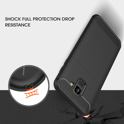 Hülle für Samsung Galaxy J6 J600, Techsuit, Carbon, Schwarz