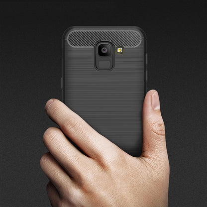 Hülle für Samsung Galaxy J6 J600, Techsuit, Carbon, Schwarz