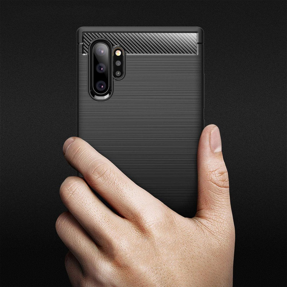 Hülle für Samsung Galaxy Note 10+ 5G N976 / Note 10+ N975, Techsuit, Carbon, Schwarz