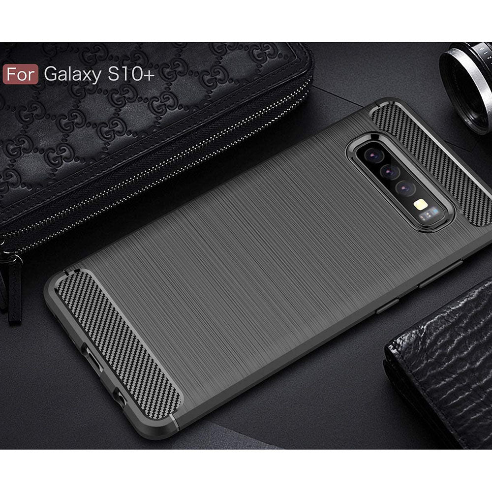 Hoes voor Samsung Galaxy S10+ G975, Techsuit, Carbon, Zwart