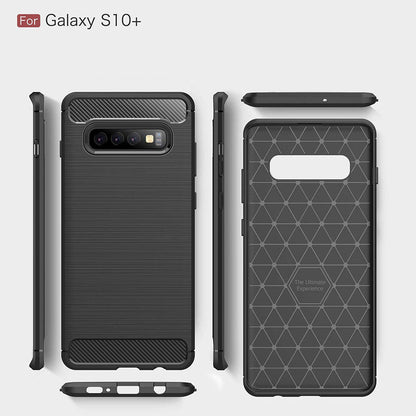 Hoes voor Samsung Galaxy S10+ G975, Techsuit, Carbon, Zwart
