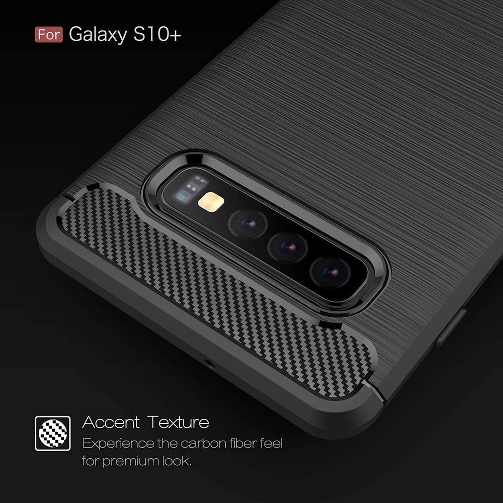 Hoes voor Samsung Galaxy S10+ G975, Techsuit, Carbon, Zwart