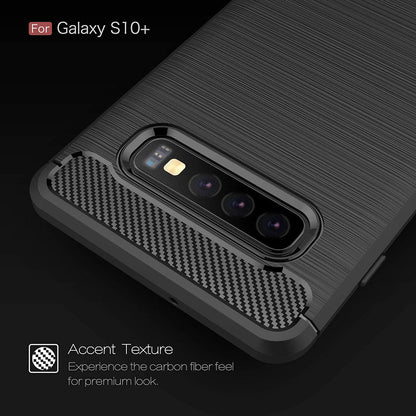 Hoes voor Samsung Galaxy S10+ G975, Techsuit, Carbon, Zwart