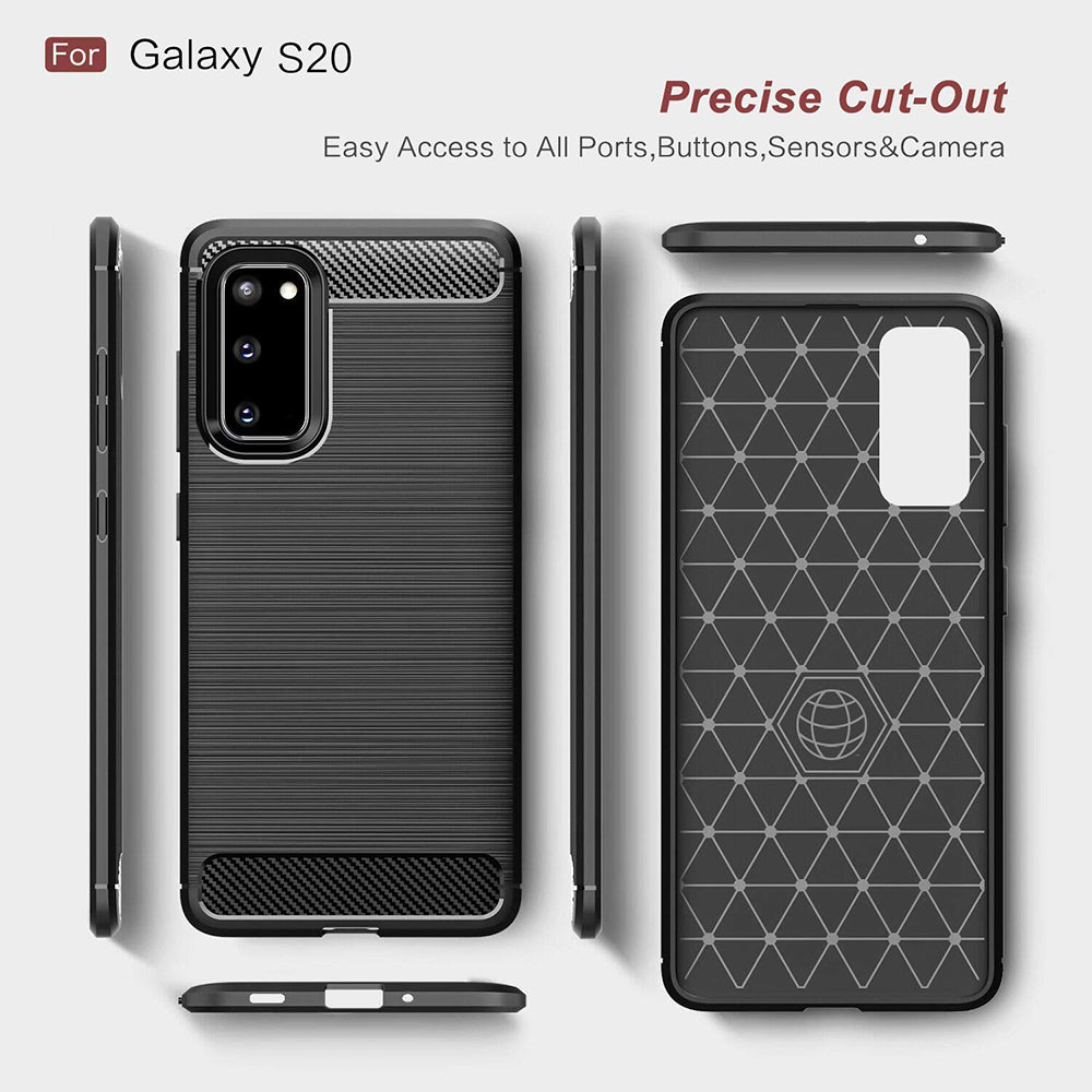 Hülle für Samsung Galaxy S20 5G G981 / S20 G980, Techsuit, Carbon, Schwarz