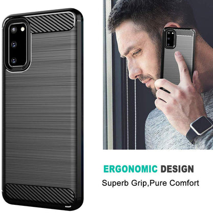 Hülle für Samsung Galaxy S20 5G G981 / S20 G980, Techsuit, Carbon, Schwarz