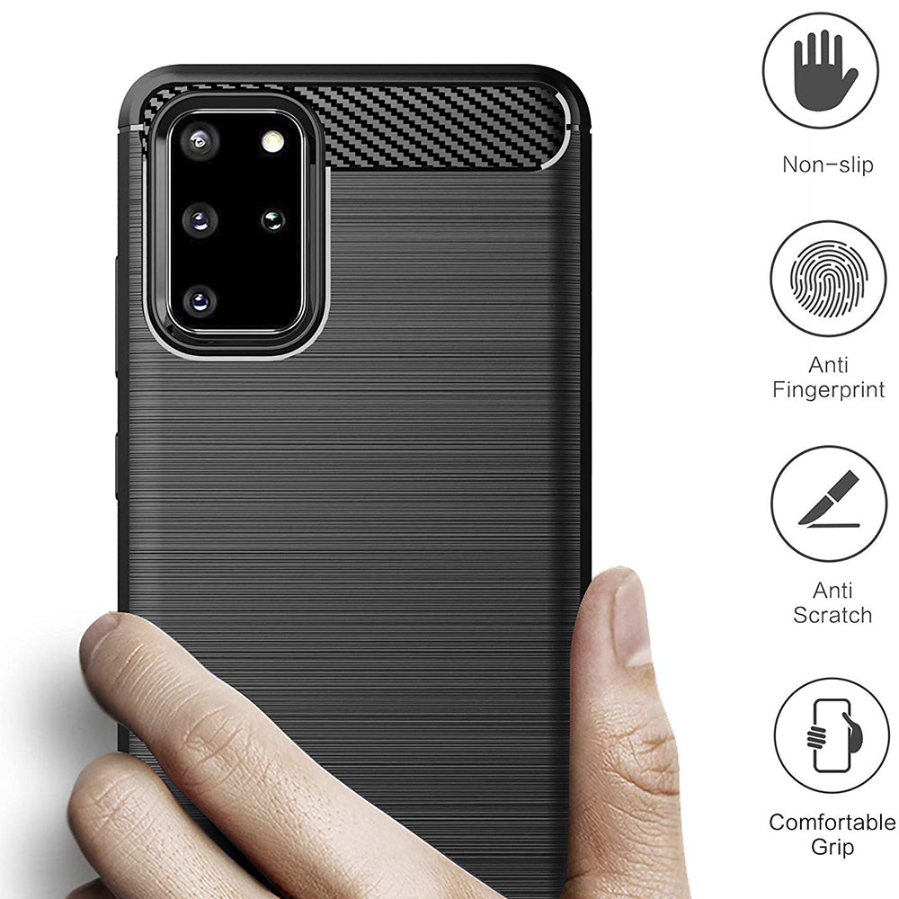 Coque pour Samsung Galaxy S20+ 5G G986 / S20+ G985, Techsuit, Carbone, Noire