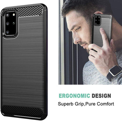 Coque pour Samsung Galaxy S20+ 5G G986 / S20+ G985, Techsuit, Carbone, Noire