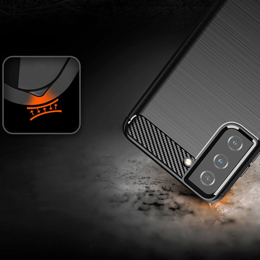 Hülle für Samsung Galaxy S21 5G G991, Techsuit, Carbon, Schwarz