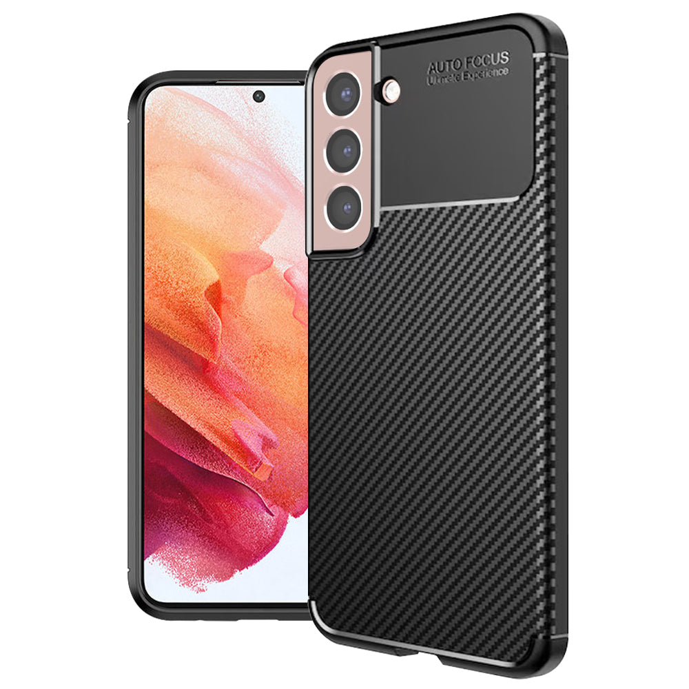 Hülle für Samsung Galaxy S21 5G G991, Techsuit, CarbonFiber, Schwarz