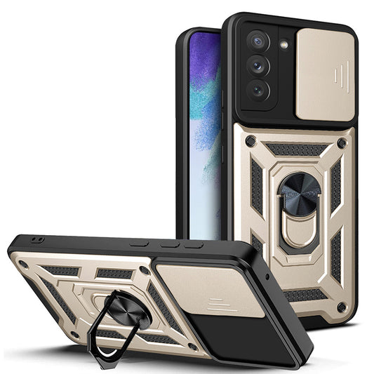 Hoes voor Samsung Galaxy S21 FE 5G G990, Techsuit, CamShield, Goudkleurig
