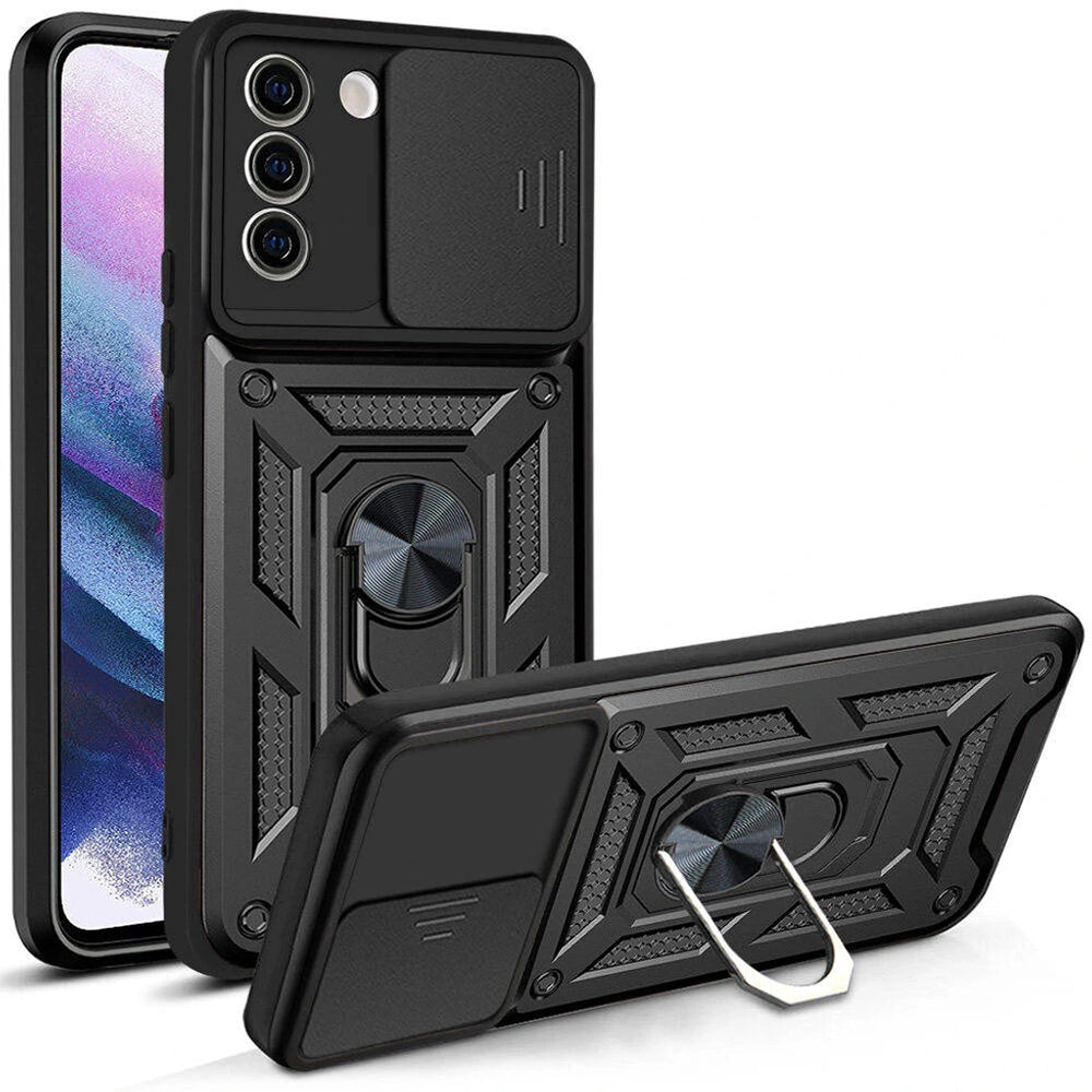 Hülle für Samsung Galaxy S21 FE 5G G990, Techsuit, CamShield, Schwarz