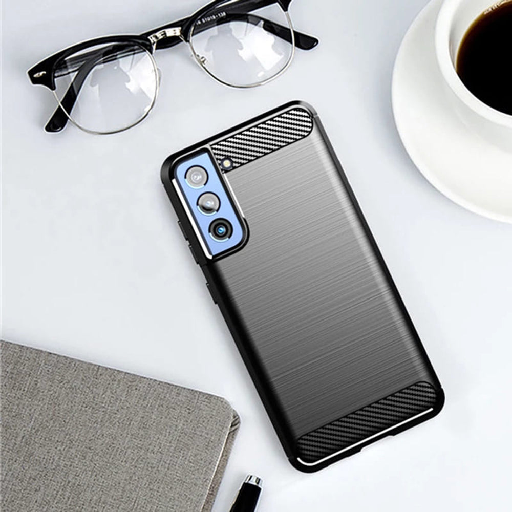 Hülle für Samsung Galaxy S21 FE 5G G990, Techsuit, Carbon, Schwarz