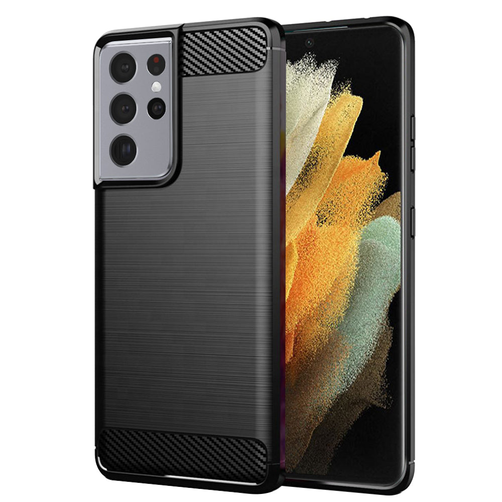 Hoes voor Samsung Galaxy S21 Ultra 5G G998, Techsuit, Carbon, Zwart