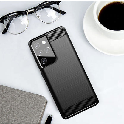 Hoes voor Samsung Galaxy S21 Ultra 5G G998, Techsuit, Carbon, Zwart