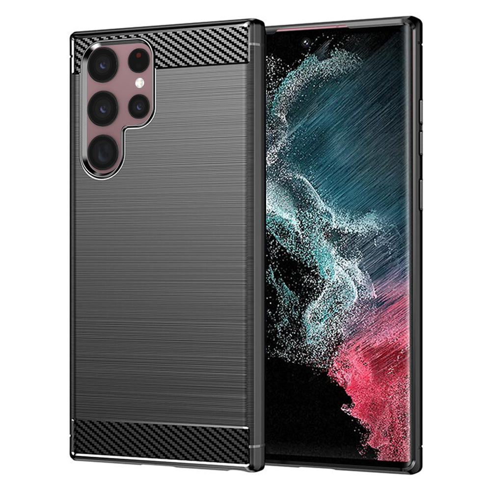 Hülle für Samsung Galaxy S22 Ultra 5G S908, Techsuit, Carbon, Schwarz