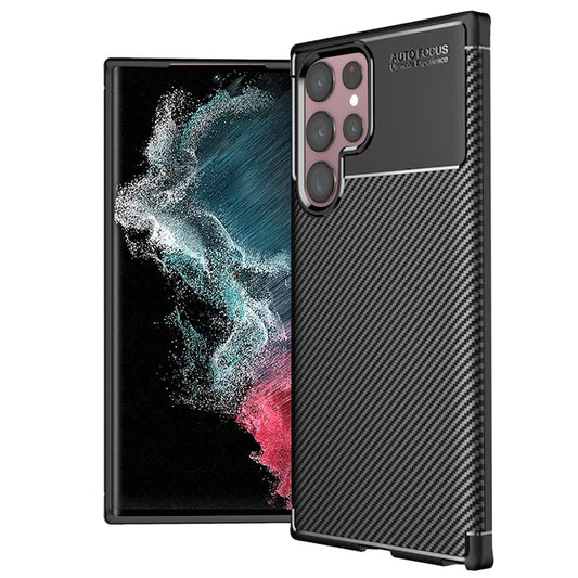 Coque pour Samsung Galaxy S22 Ultra 5G S908, Techsuit, Fibre de carbone, Noire