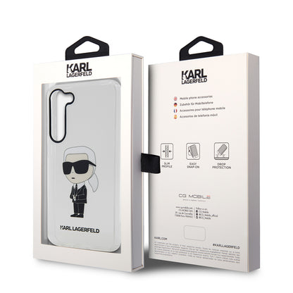 Étui pour Samsung Galaxy S23+ S916, Karl Lagerfeld, Ikonik Karl, Transparent