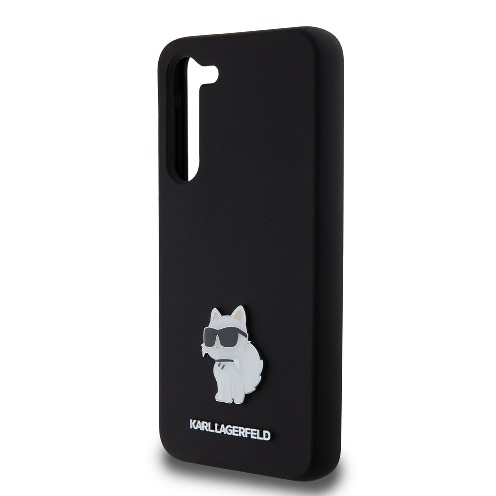 Hülle für Samsung Galaxy S23+ S916, Karl Lagerfeld, Silicone Choupette Metal, Schwarz