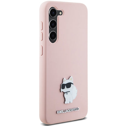 Case for Samsung Galaxy S23+ S916, Karl Lagerfeld, Silicone Choupette Metal, Pink