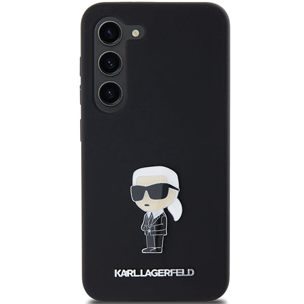 Hülle für Samsung Galaxy S23+ S916, Karl Lagerfeld, Silicone Ikonik Karl Metal, Schwarz