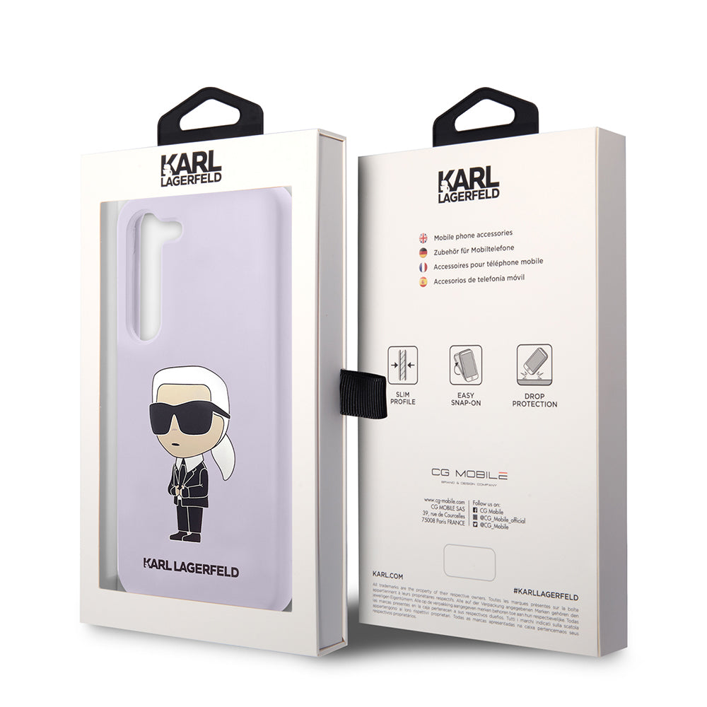 Étui pour Samsung Galaxy S23+ S916, Karl Lagerfeld, Silicone Ikonik Karl, Mauve