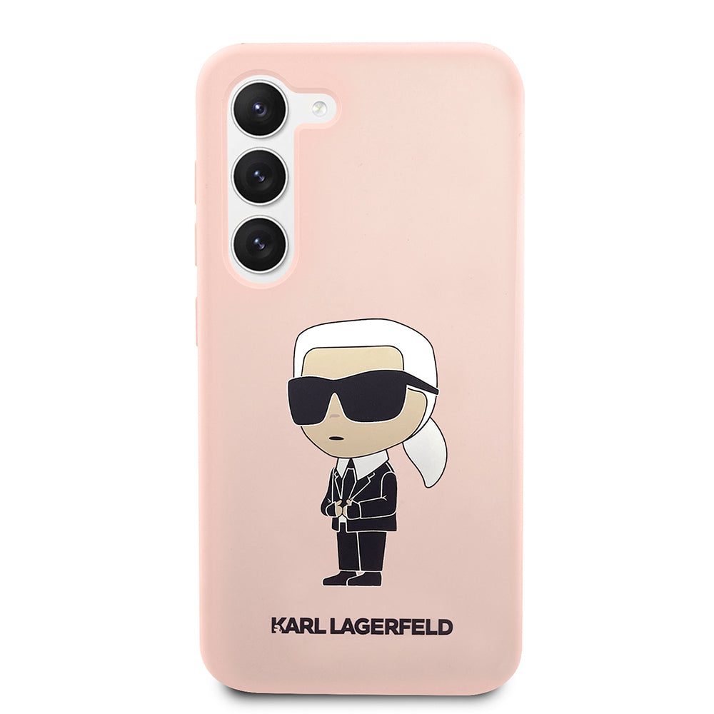 Étui pour Samsung Galaxy S23+ S916, Karl Lagerfeld, Silicone Ikonik Karl, Rose