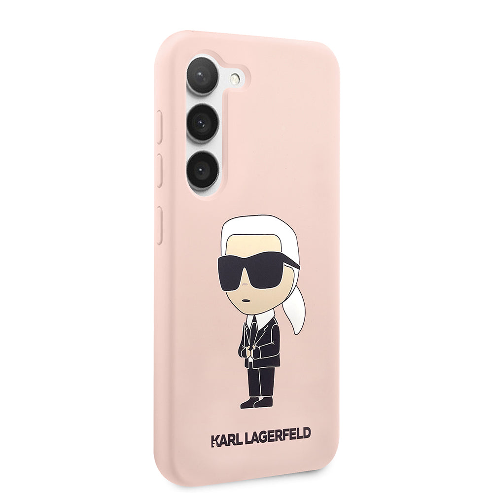 Étui pour Samsung Galaxy S23+ S916, Karl Lagerfeld, Silicone Ikonik Karl, Rose