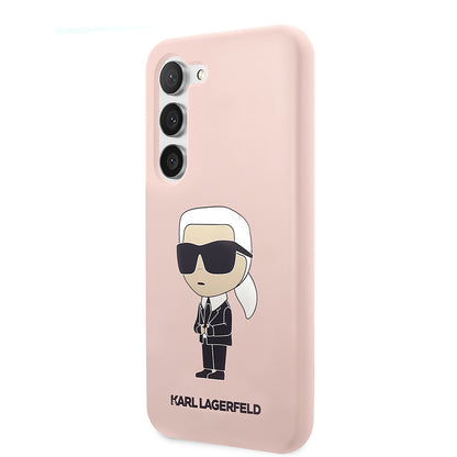 Étui pour Samsung Galaxy S23+ S916, Karl Lagerfeld, Silicone Ikonik Karl, Rose