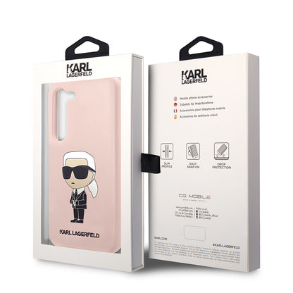 Étui pour Samsung Galaxy S23+ S916, Karl Lagerfeld, Silicone Ikonik Karl, Rose