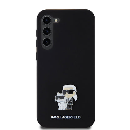 Hoes voor Samsung Galaxy S23+ S916, Karl Lagerfeld, Silicone Karl & Choupette Metal, Zwart