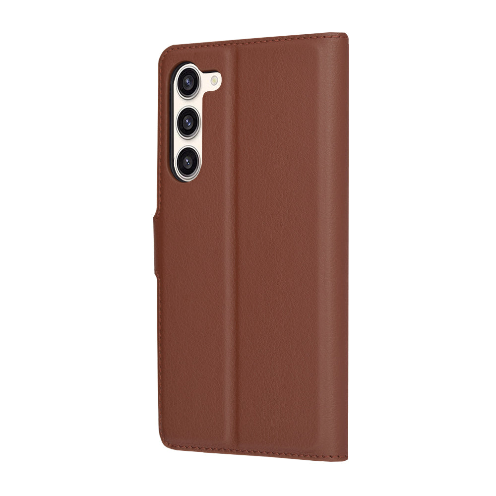 Hülle für Samsung Galaxy S23+ S916, Techsuit, Leder-Folio, Braun