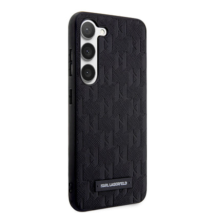 Étui pour Samsung Galaxy S23 S911, Karl Lagerfeld, Saffiano Monogram Metal Logo, Noir