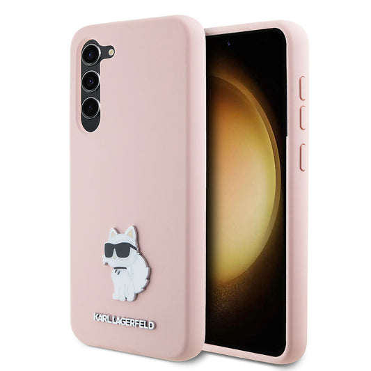 Étui pour Samsung Galaxy S23 S911, Karl Lagerfeld, Silicone Choupette Metal, Rose
