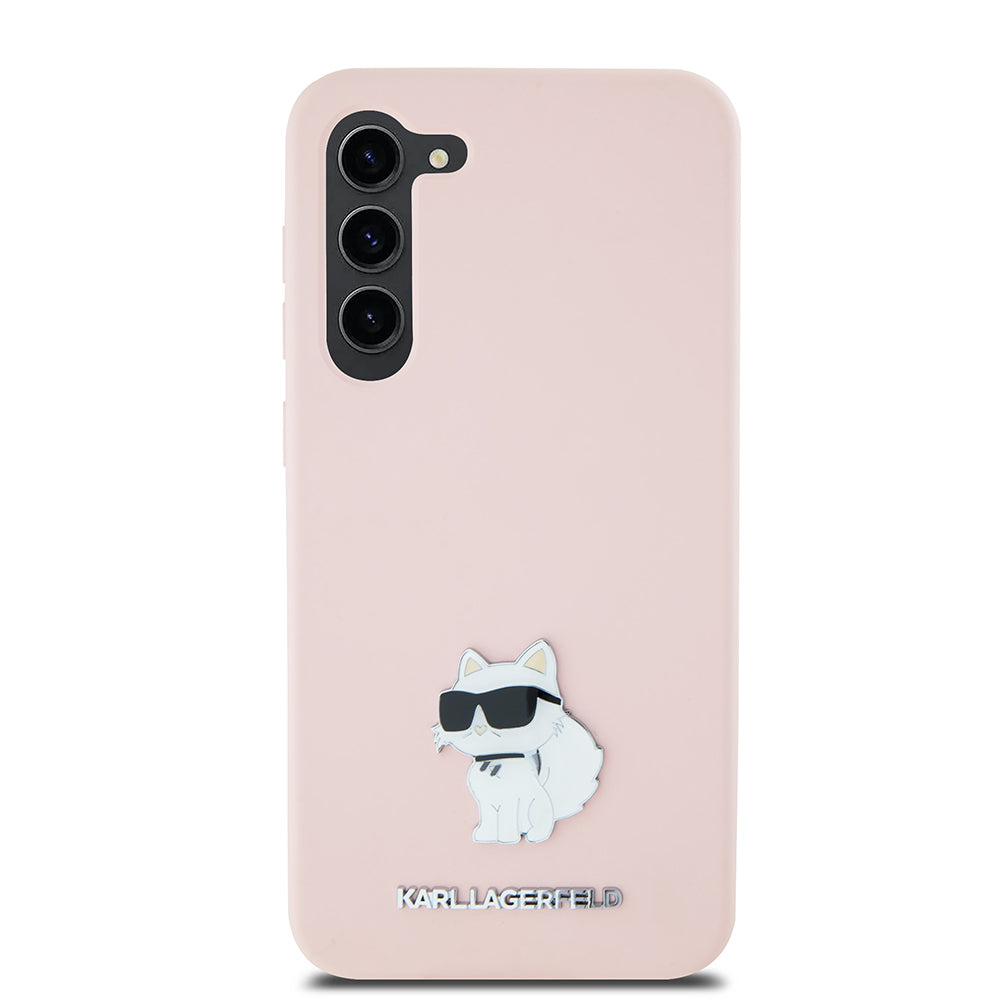 Hoes voor Samsung Galaxy S23 S911, Karl Lagerfeld, Silicone Choupette Metal, Roze