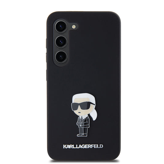 Housse pour Samsung Galaxy S23 S911, Karl Lagerfeld, Silicone Ikonik Karl Metal, Noire