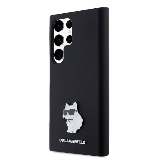 Hülle für Samsung Galaxy S23 Ultra S918, Karl Lagerfeld, Silicone Choupette, Schwarz