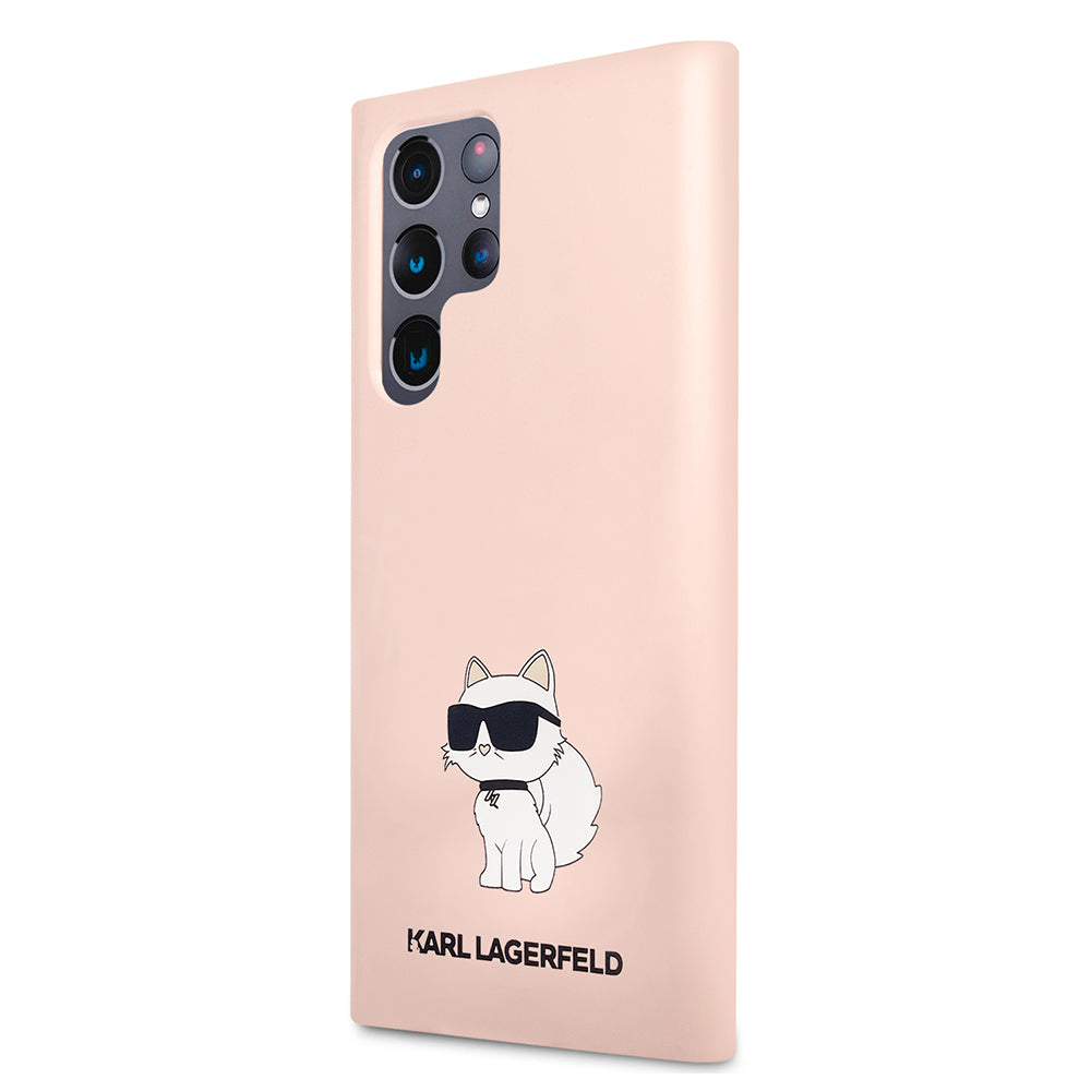 Hülle für Samsung Galaxy S23 Ultra S918, Karl Lagerfeld, Silicone Choupette, Rosa