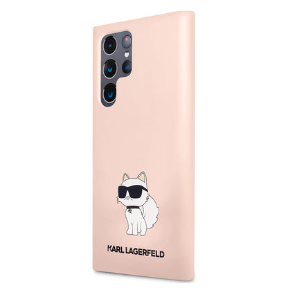 Hülle für Samsung Galaxy S23 Ultra S918, Karl Lagerfeld, Silicone Choupette, Rosa