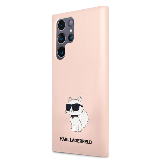 Hülle für Samsung Galaxy S23 Ultra S918, Karl Lagerfeld, Silicone Choupette, Rosa