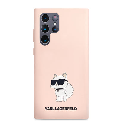 Hülle für Samsung Galaxy S23 Ultra S918, Karl Lagerfeld, Silicone Choupette, Rosa