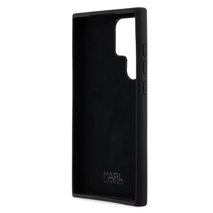 Hoes voor Samsung Galaxy S23 Ultra S918, Karl Lagerfeld, Silicone Ikonik Karl Metal, Zwart