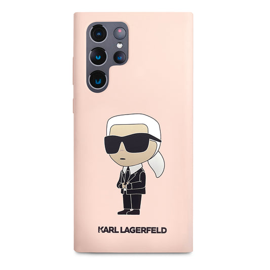 Hülle für Samsung Galaxy S23 Ultra S918, Karl Lagerfeld, Silicone Ikonik Karl, Rosa