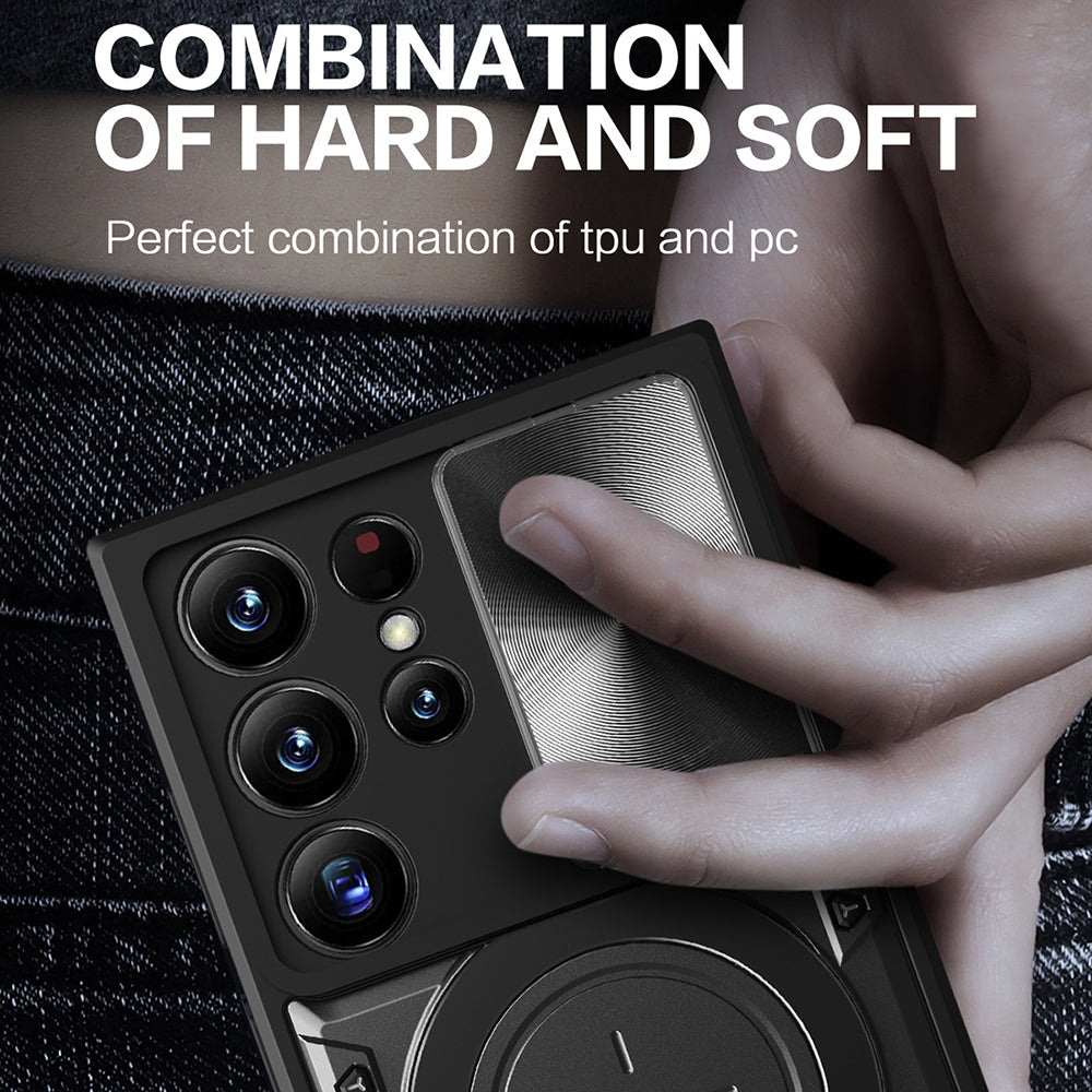 Hoes voor Samsung Galaxy S23 Ultra S918, Techsuit, CamGuard Pro, Zwart