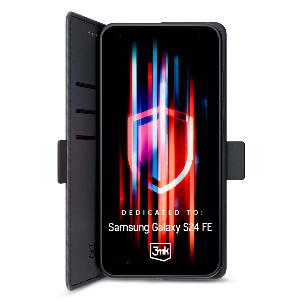 Coque pour Samsung Galaxy S24 FE S721, 3MK, Portefeuille, Noire