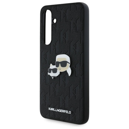 Étui pour Samsung Galaxy S24 FE S721, Karl Lagerfeld, Monogramme Karl & Têtes de Choupette, Noir