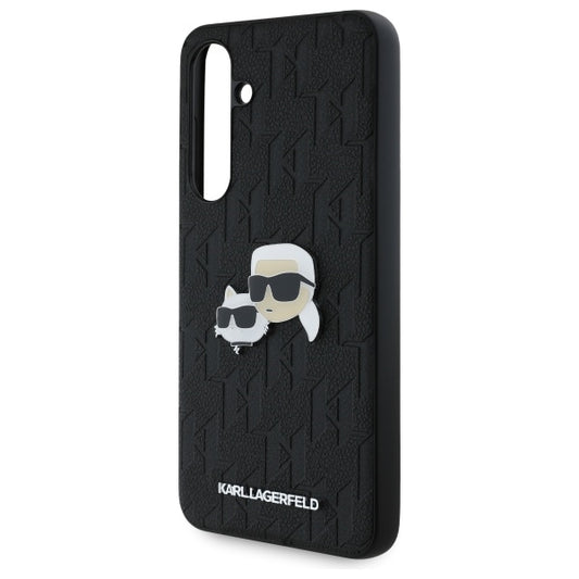 Hülle für Samsung Galaxy S24 FE S721, Karl Lagerfeld, Monogramm Karl & Choupette's Köpfe, Schwarz