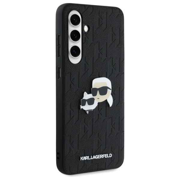 Étui pour Samsung Galaxy S24 FE S721, Karl Lagerfeld, Monogramme Karl & Têtes de Choupette, Noir
